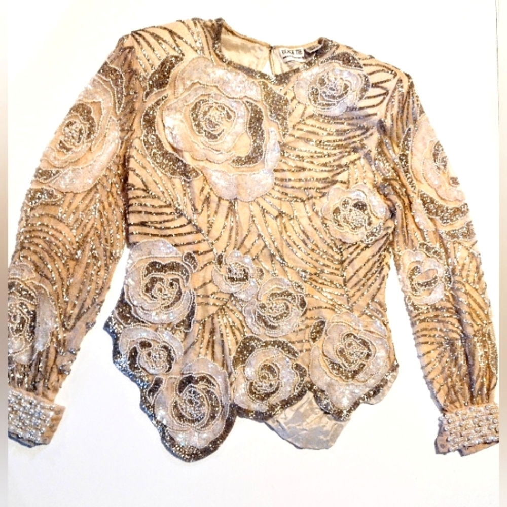 Champagne Color Vintage Sequin Skirt Set